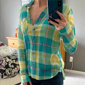 Sheer Plaid Button Down